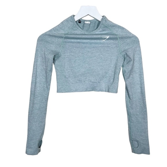 Gymshark Womens Long Sleeve Cropped Seamless Workout Athletic Fitted Shirt - Picture 1 of 7